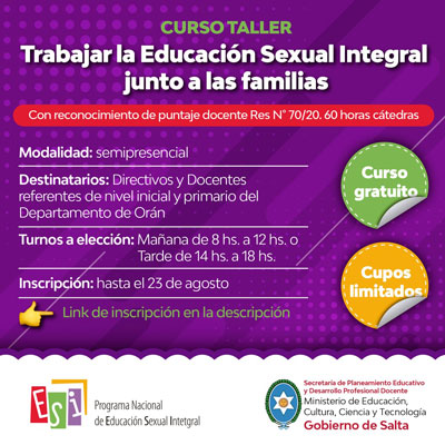 Imagen Se lleva a cabo la capacitación “Trabajar la educación sexual integral junto a las familias”