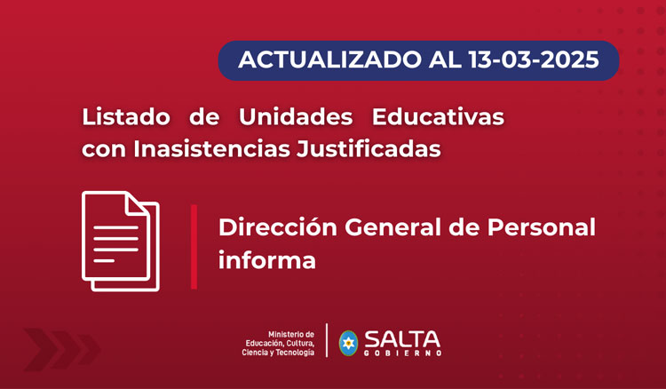 Imagen: Listado de Unidades Educativas con Inasistencias Justificadas