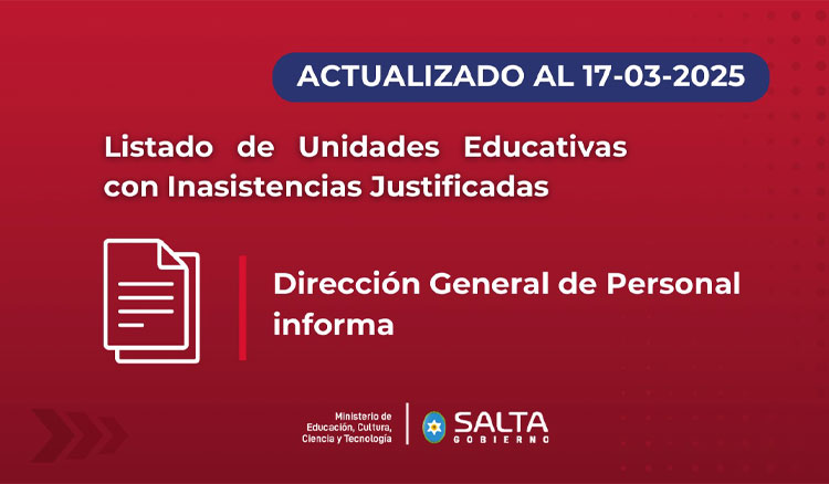 Imagen: Listado de Unidades Educativas con Inasistencias Justificadas 17/03/2025