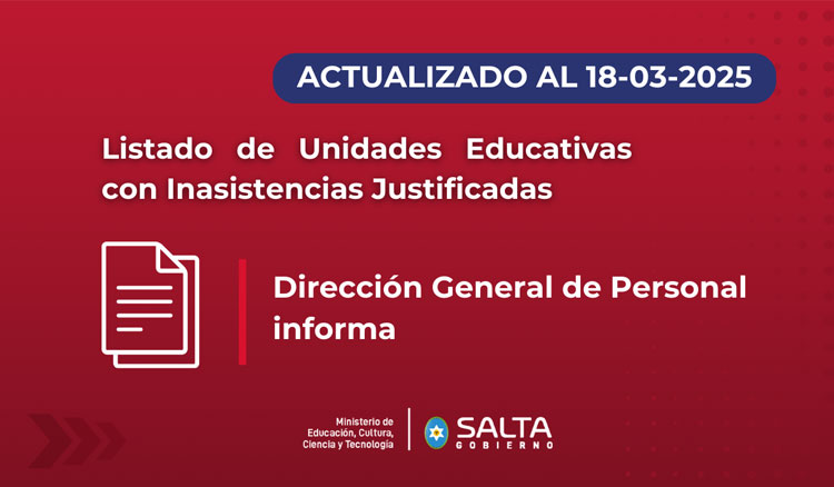 Imagen: Listado de Unidades Educativas con Inasistencias Justificadas 18/03/2025