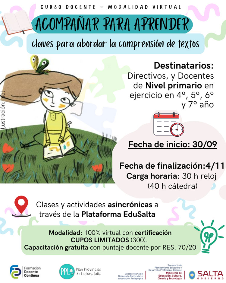 Curso “Acompañar para aprender a leer: claves para abordar la comprensión de texto” Imagen: Curso “Acompañar para aprender a leer: claves para abordar la comprensión de texto”