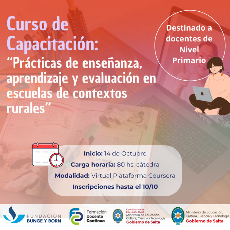 Curso: Prácticas de enseñanza, aprendizaje y evaluación en escuelas de contextos rurales Imagen: Curso: Prácticas de enseñanza, aprendizaje y evaluación en escuelas de contextos rurales