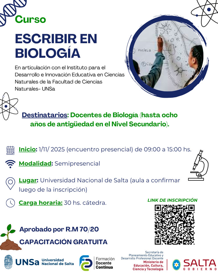 Curso de capacitación: Escribir en Biología  Imagen: Curso de capacitación: Escribir en Biología