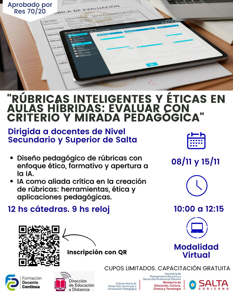 Taller Rúbricas inteligentes y éticas en aulas híbridas Imagen: Taller Rúbricas inteligentes y éticas en aulas híbridas