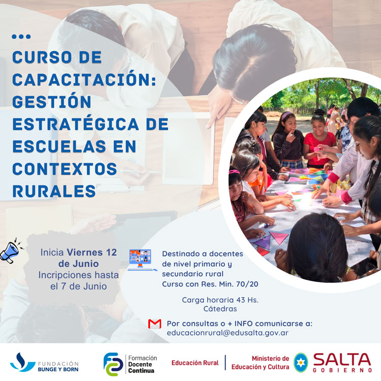 Imagen: Curso de capacitación docente:“ Gestión estratégica de escuelas en contextos rurales